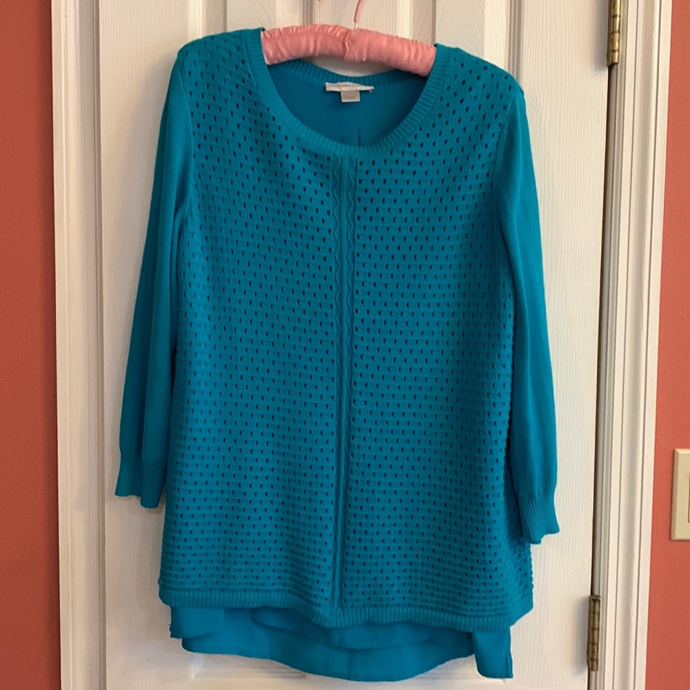 Christopher & Banks turquoise/blue sweater with tunic lining